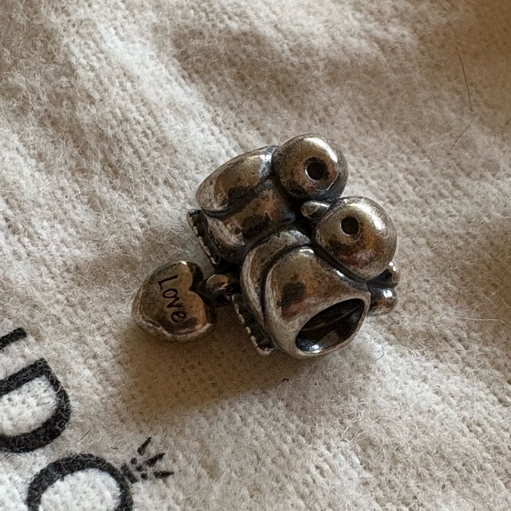 Retired  Pandora Silver & gold Double Love Bird Charm with Engraved Heart”love” - Picture 4 of 4